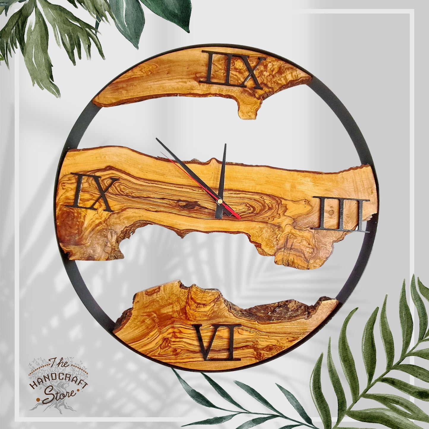Wood clock, Clock in solid olive wood, wood wall clock, father's day gifts , gift idea