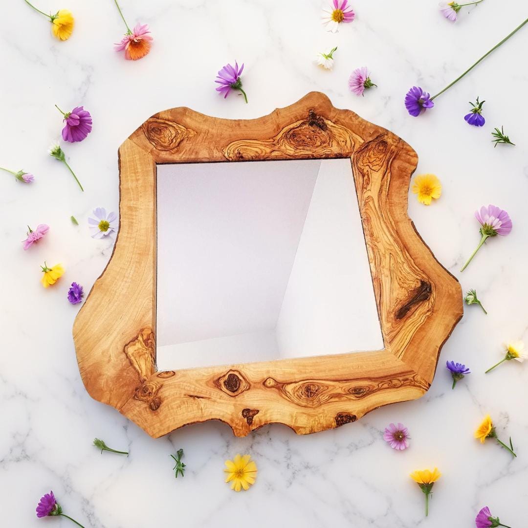 Wooden mirror, living room mirror, bedroom mirror, bathroom mirror, Olive wood mirror
