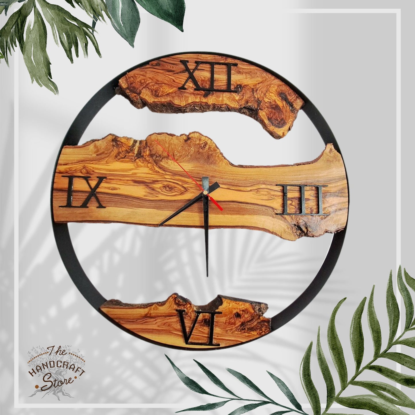 Wood clock, Clock in solid olive wood, wood wall clock, father's day gifts , gift idea
