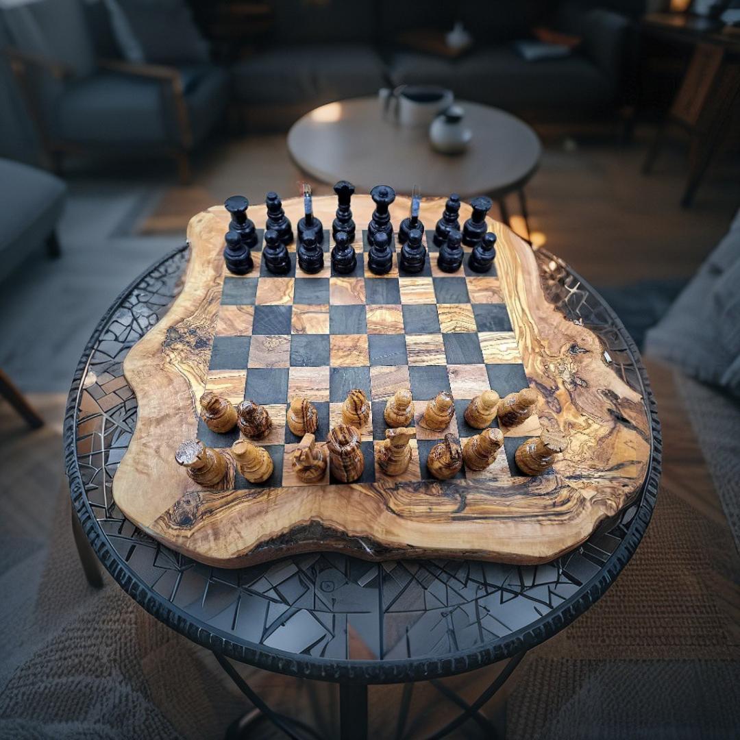 Chess set wood, Chess wood, gift idea, XXL Chess board Canada, Large Chess board with 32 chess pieces, chess set, wooden chessboard