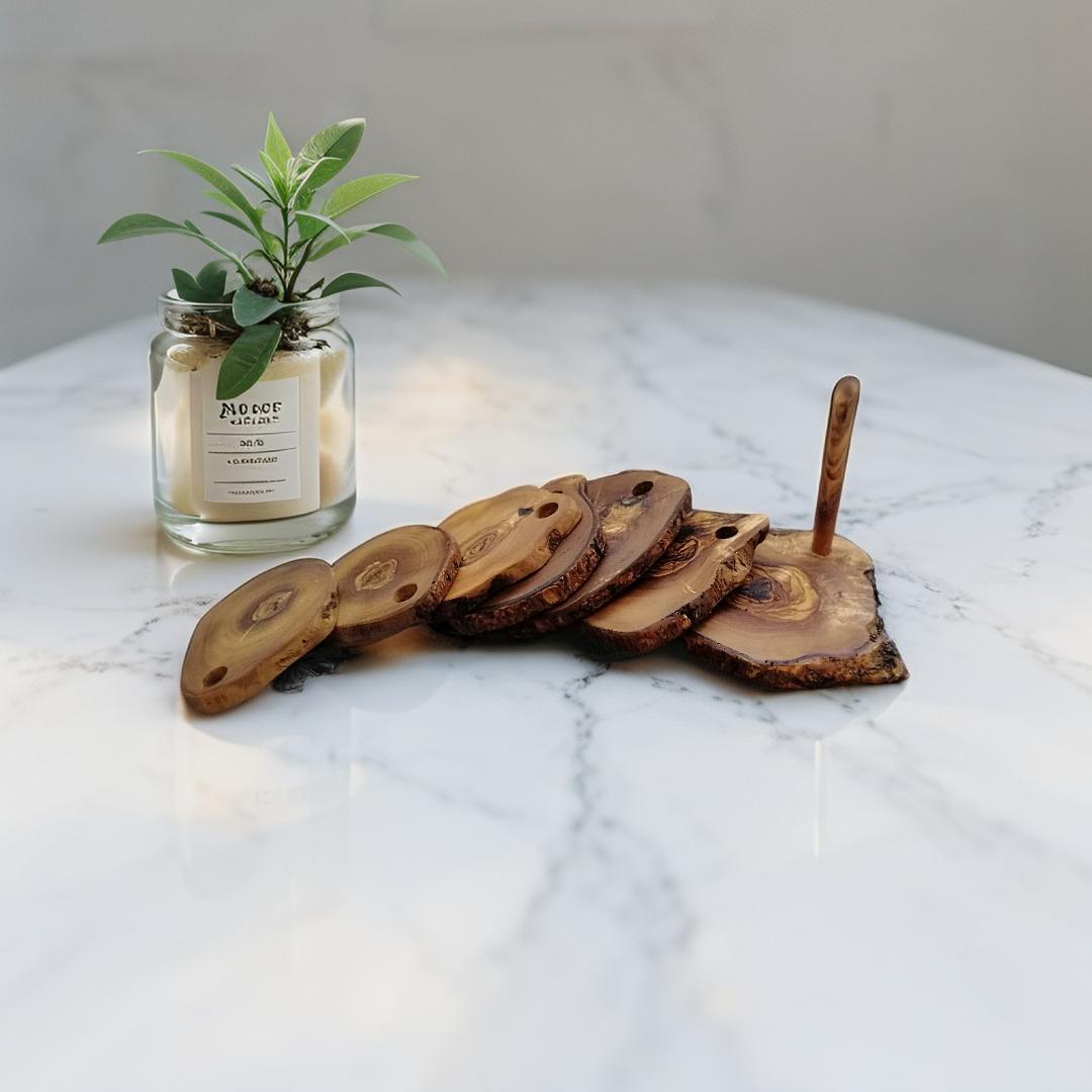 Wooden rustic coaster set,olive wood rustic coaster set, , gift idea, wedding Gift , birthday gift , gift for him, gift for hergift idea