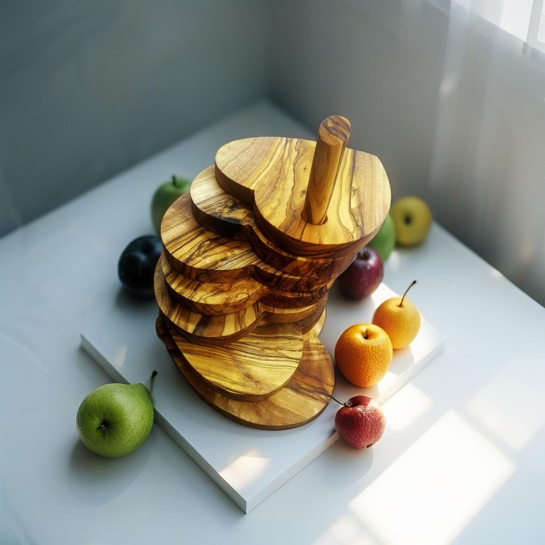 Heart Shaped Rustic Olive Wood Coaster Set, Gift idea, Wedding Gift, Birthday Gift, Gift for Him, Gift for Her, Christmas Gift