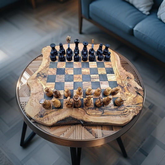 Chess set wood, Chess wood, gift idea, XXL Chess board Canada, Large Chess board with 32 chess pieces, chess set, wooden chessboard