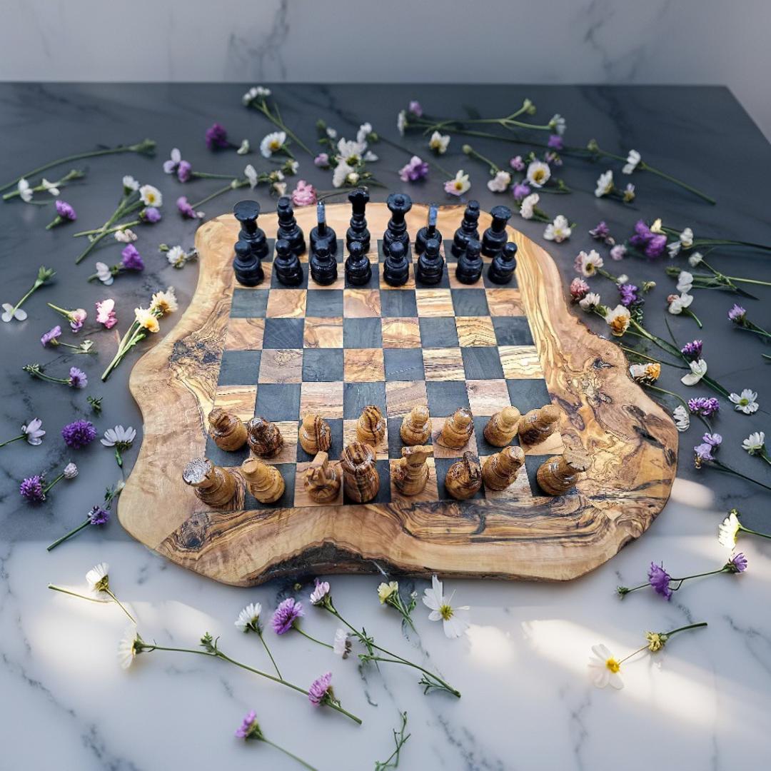 Chess set wood, Chess wood, gift idea, XXL Chess board Canada, Large Chess board with 32 chess pieces, chess set, wooden chessboard