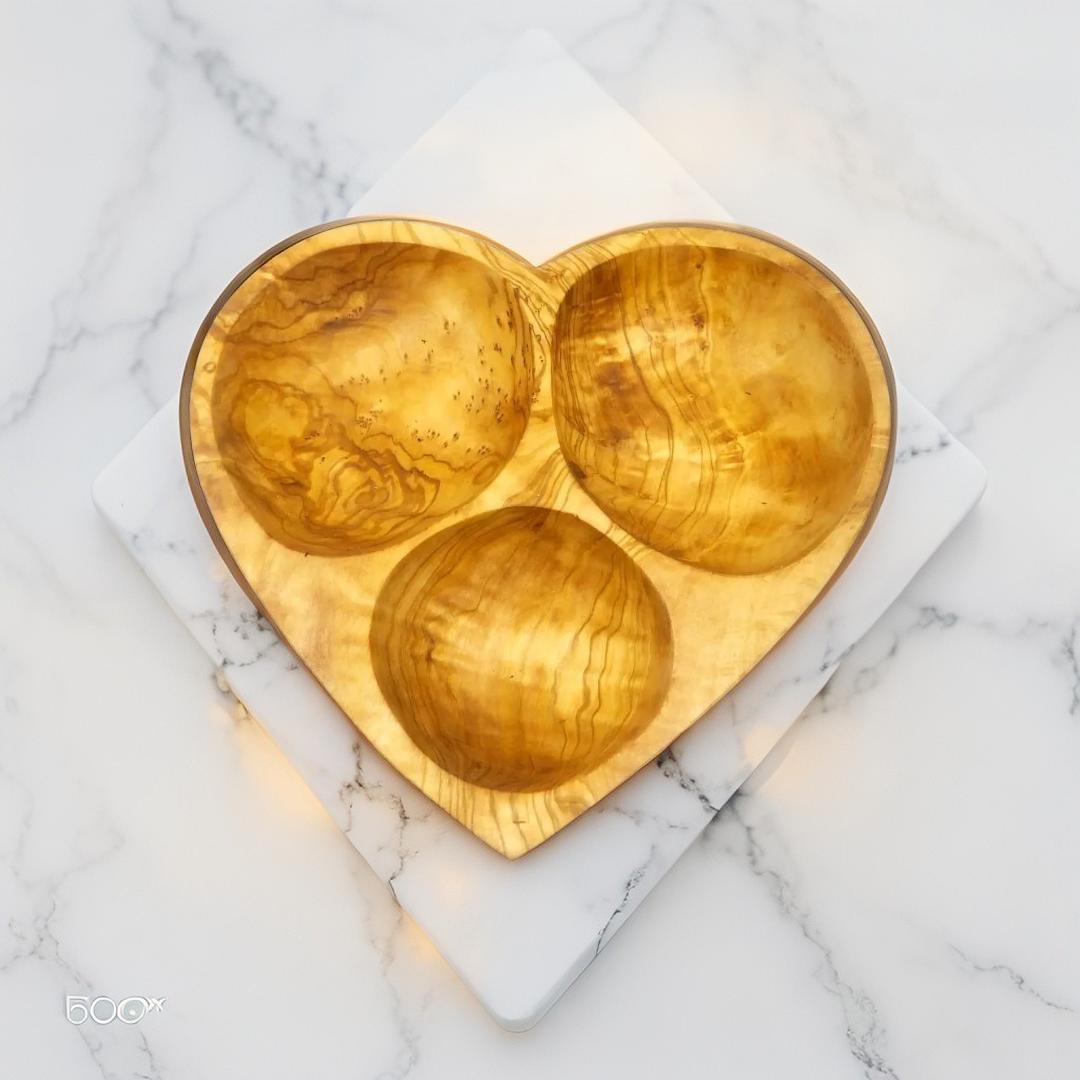 Wooden tray in heart shape with three section, wooden gift item, holiday gift,gift for her, Christmas gift,olive wood tray, , gift idea