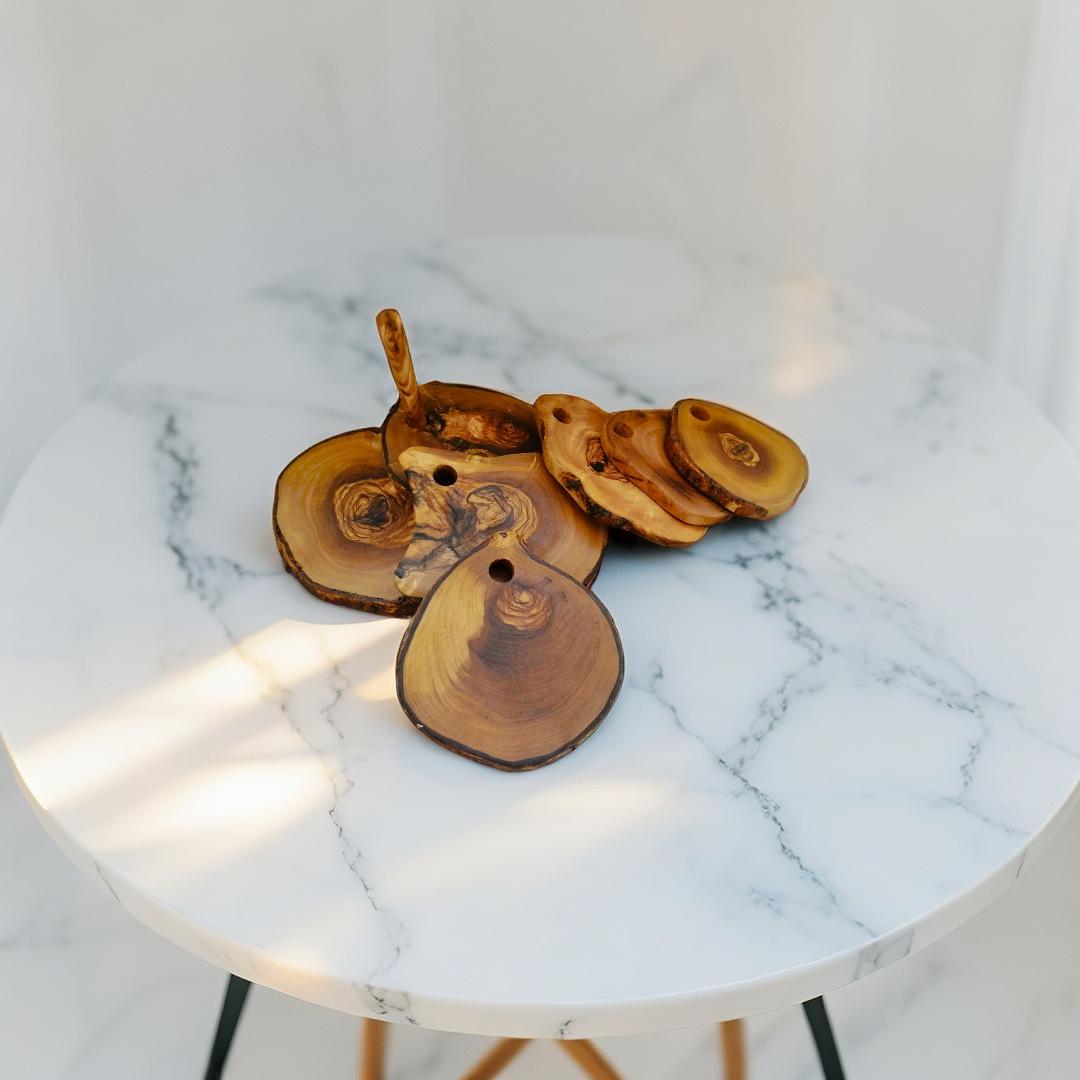 Wooden rustic coaster set,olive wood rustic coaster set, , gift idea, wedding Gift , birthday gift , gift for him, gift for hergift idea