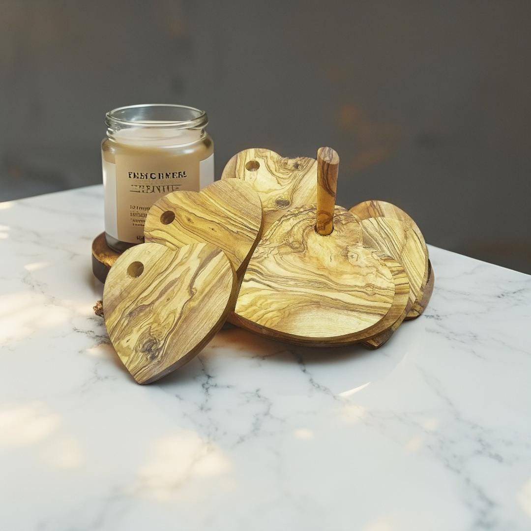 Heart Shaped Rustic Olive Wood Coaster Set, Gift idea, Wedding Gift, Birthday Gift, Gift for Him, Gift for Her, Christmas Gift