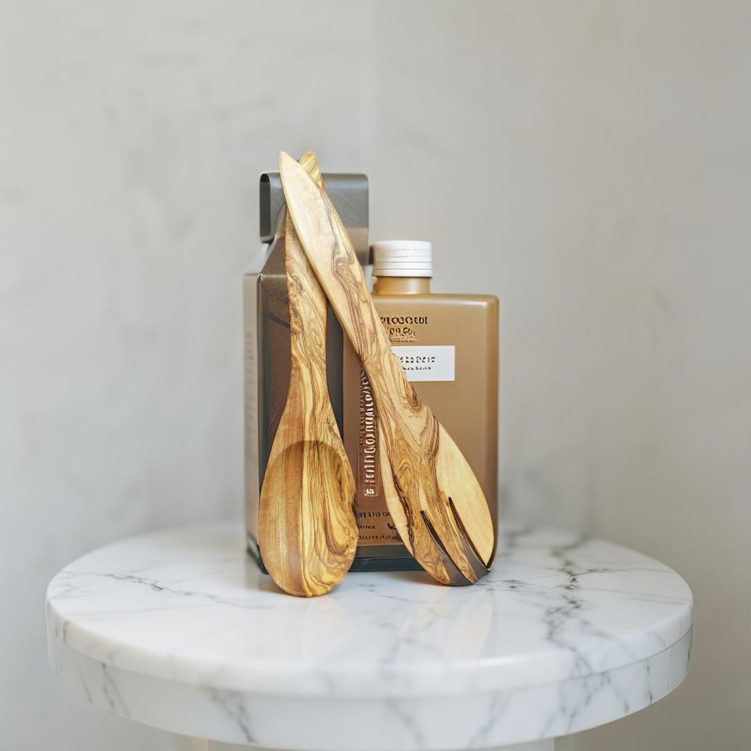 Provençal olive wood salad servers,wooden salad utensil,wooden spoon, wooden fork, serving set, christmas gift, kitchen tools , gift idea