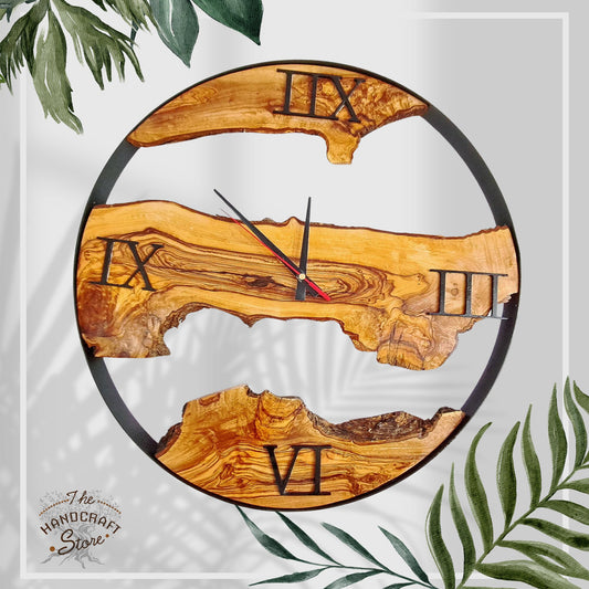 Wood clock, Clock in solid olive wood, wood wall clock, father's day gifts , gift idea