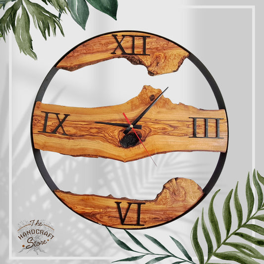 Wood clock, Clock in solid olive wood, wood wall clock, father's day gifts , gift idea