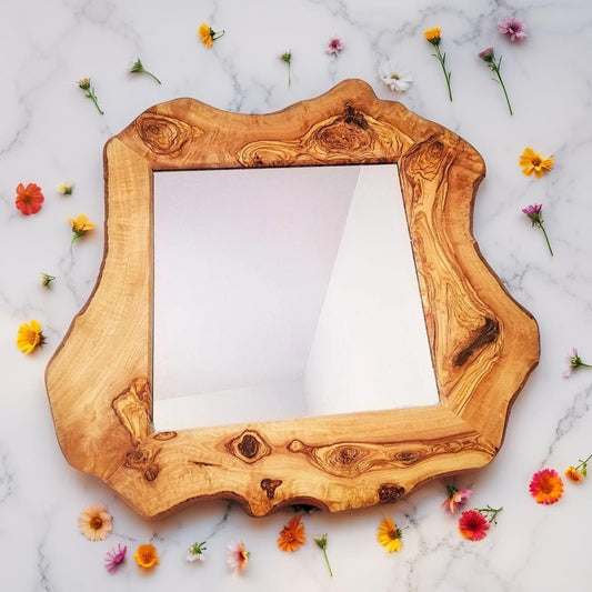 Wooden mirror, living room mirror, bedroom mirror, bathroom mirror, Olive wood mirror